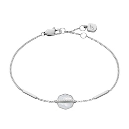 Fossil Women's Mother of Pearl Silver-Tone Bracelet
