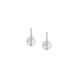 Fossil Women's Mother of Pearl Silver-Tone Stainless Steel Drop Earrings