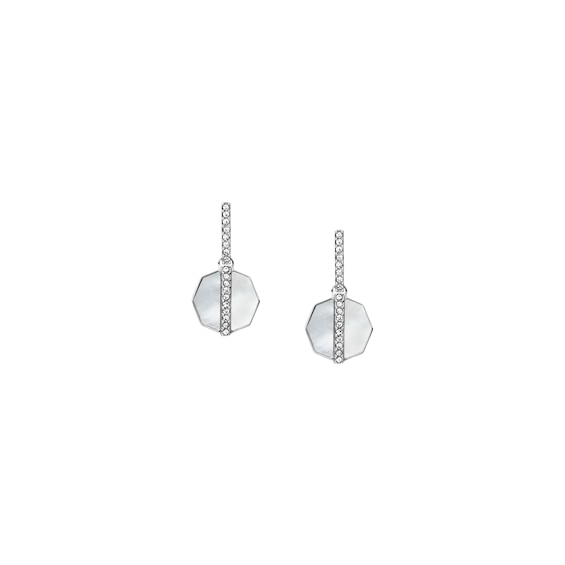 Fossil Womens Mother of Pearl Silver-Tone Stainless Steel Dr