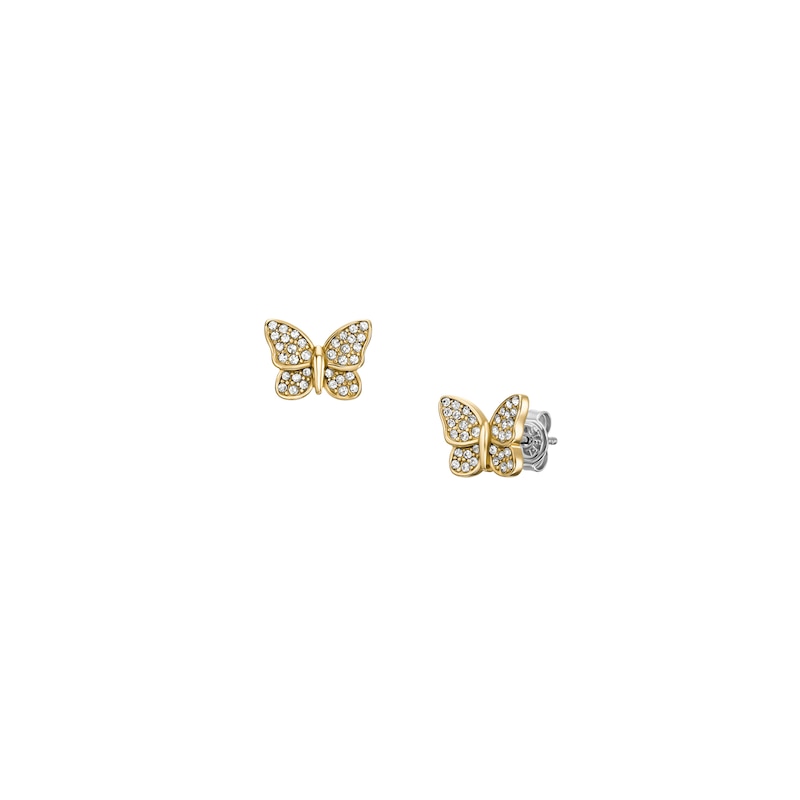 Main Image 2 of Fossil Women's Gold-Tone Crystal Butterfly Necklace