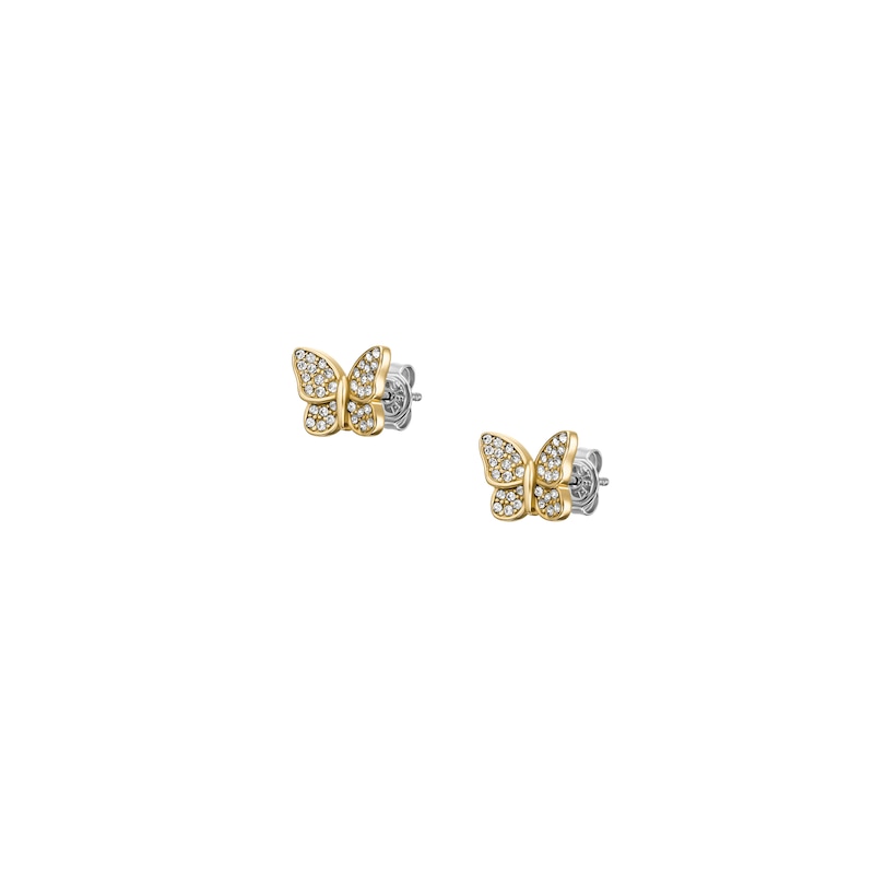 Main Image 3 of Fossil Women's Gold-Tone Crystal Butterfly Necklace