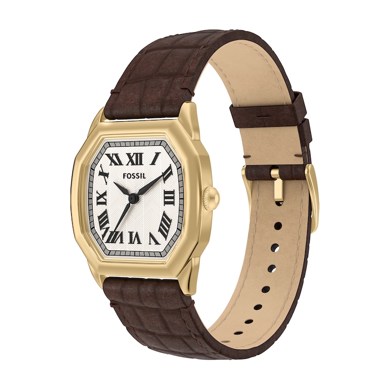 Main Image 2 of Fossil Women's Harlow Three-Hand Brown Croco Leather Watch