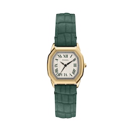Fossil Harlow Women's Yellow Gold Plate White Dial & Green Leather Strap Watch