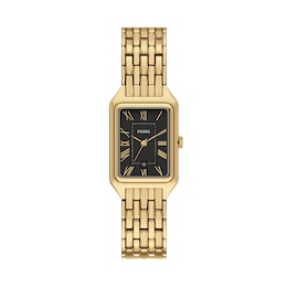 Fossil Raquel Women's Yellow Gold Plate Black Dial Stainless Steel Bracelet Watch