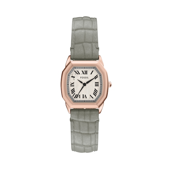 Fossil Women's Harlow Three-Hand Gray Croco Leather Watch