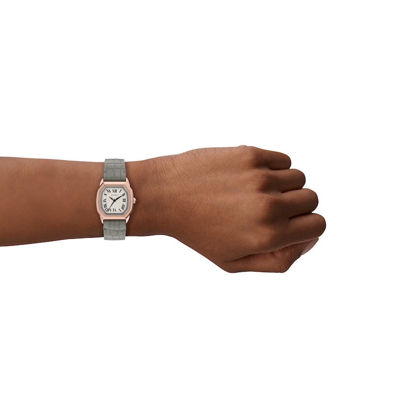 Main Image 6 of Fossil Women's Harlow Three-Hand Gray Croco Leather Watch