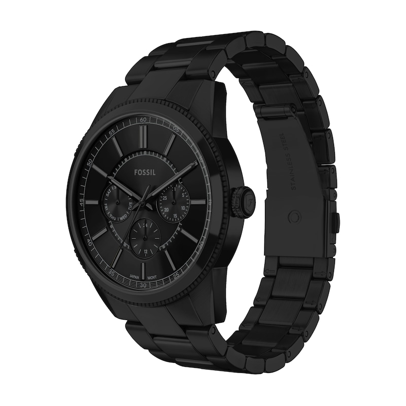 Main Image 3 of Fossil Pearson Men's Stainless Steel Black IP Black Leather Strap Watch