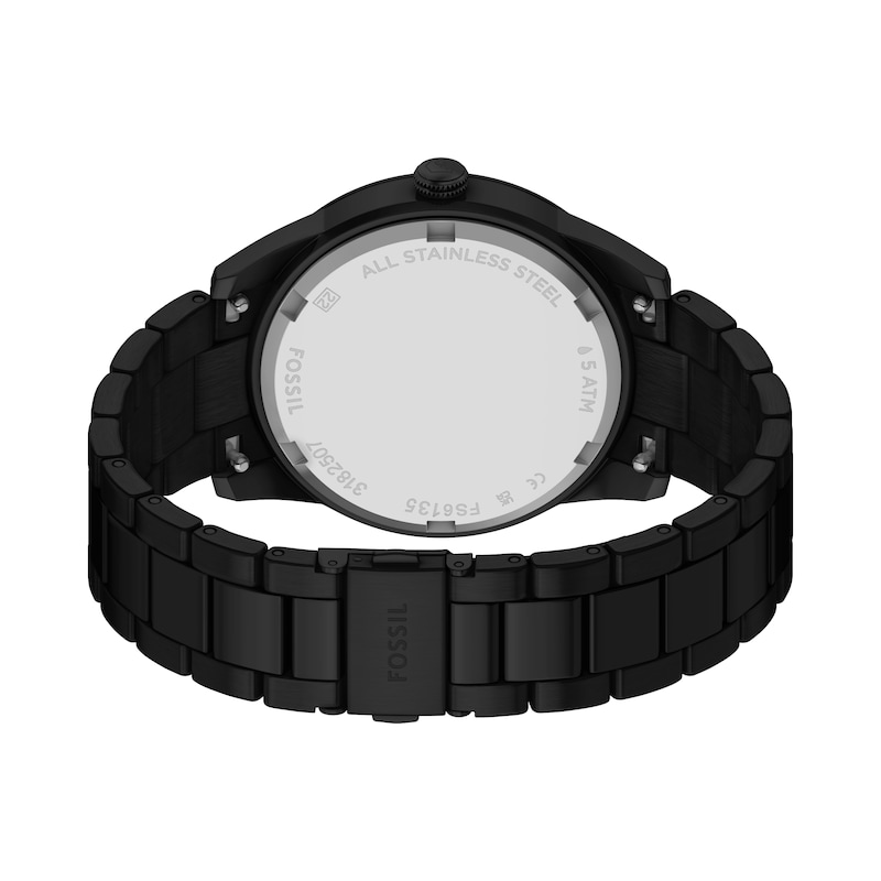Main Image 7 of Fossil Pearson Men's Stainless Steel Black IP Black Leather Strap Watch