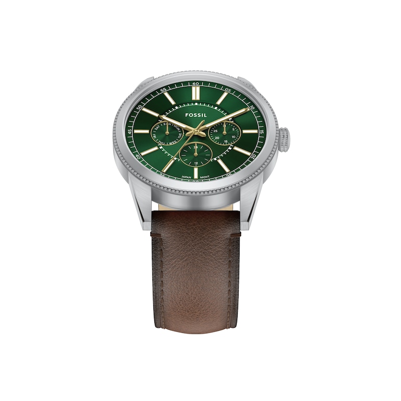 Main Image 4 of Fossil Pearson Men's Stainless Steel Green Dial Brown Leather Strap Watch