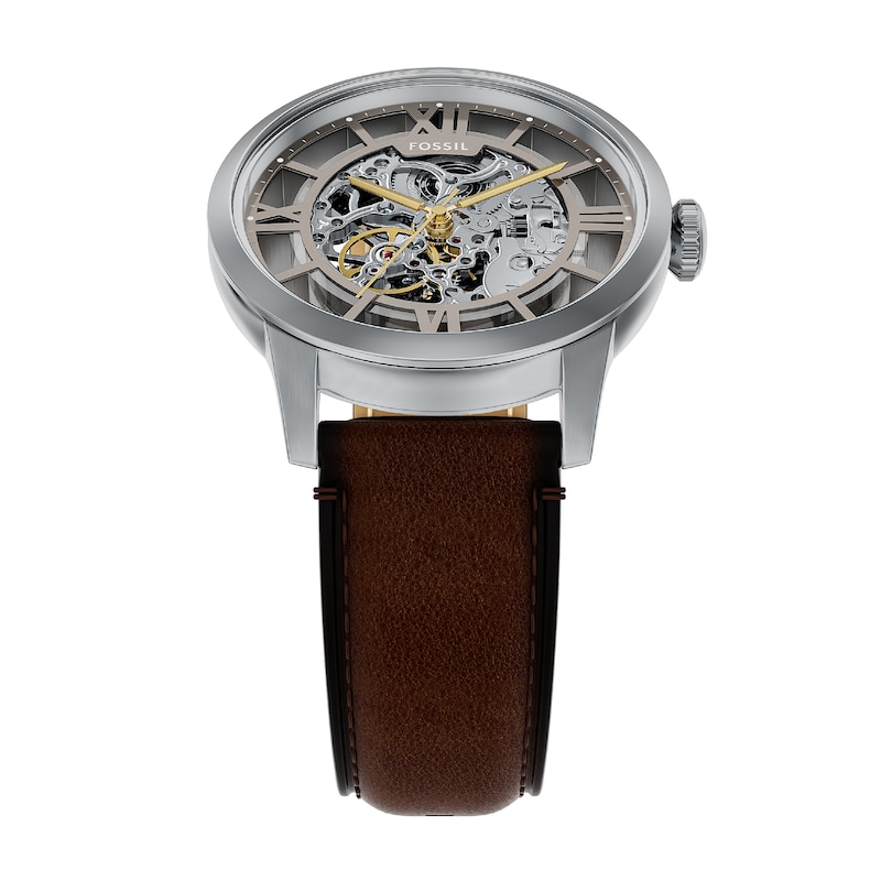 Main Image 3 of Fossil Men's Stainless Steel Townsman Skeleton Dial Brown Leather Strap Watch