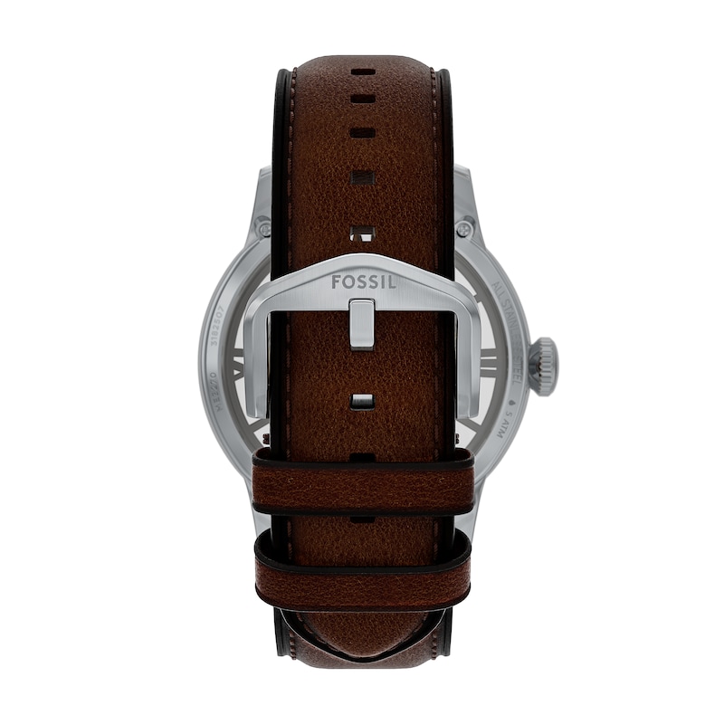 Main Image 5 of Fossil Men's Stainless Steel Townsman Skeleton Dial Brown Leather Strap Watch