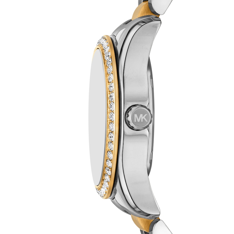 Main Image 2 of Michael Kors Women's Two Tone Lexington Lux Black Dial Crystal Bracelet Watch