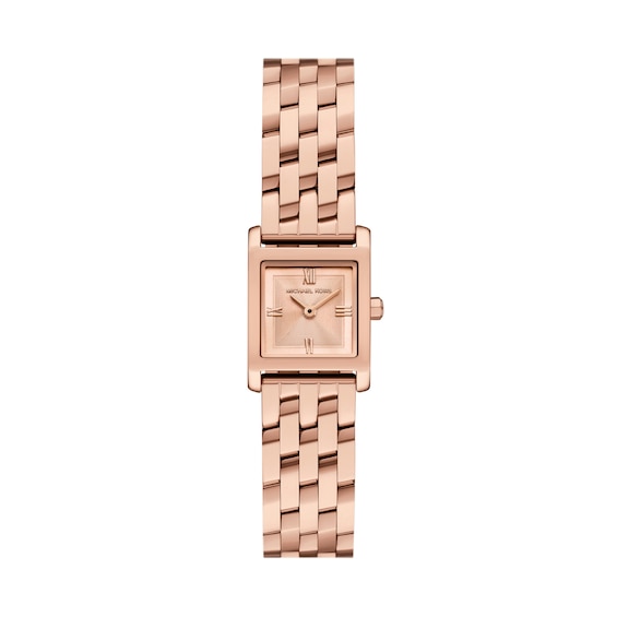 Michael Kors Women's Georgie Rose Gold Tone Pink Leather Strap Watch
