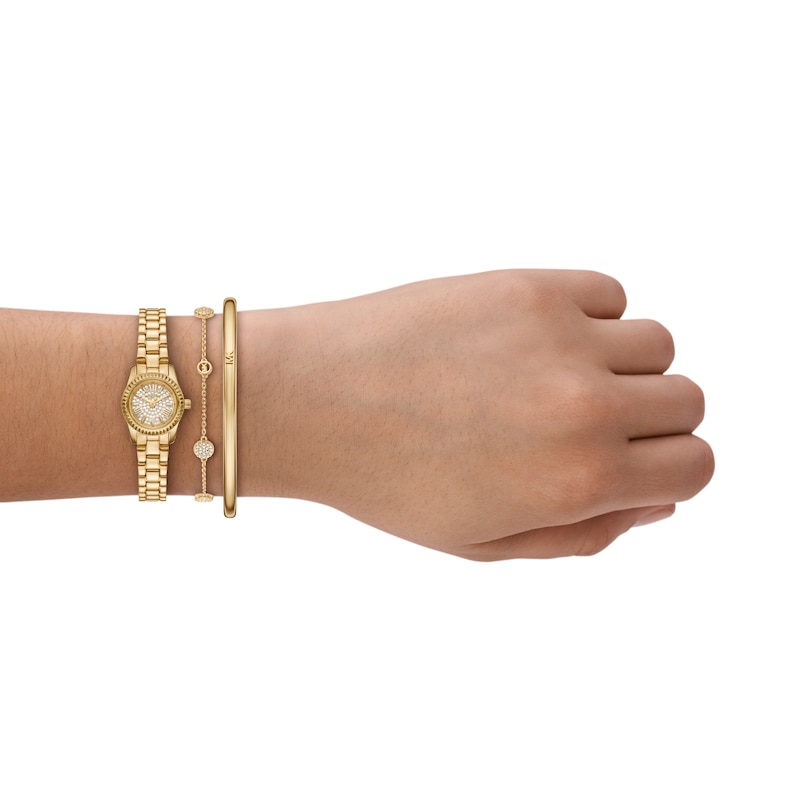 Main Image 4 of Michael Kors Women's Yellow Gold Plate Micro Lex Gold Bracelet Watch