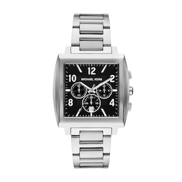 Michael Kors Rhys Men's Stainless Steel Square Black Dial Bracelet Watch