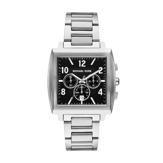 Michael Kors Rhys Men's Stainless Steel Square Black Dial Bracelet Watch