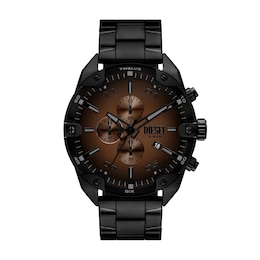 Diesel Men's Spiked Chronograph Black Stainless Steel Watch
