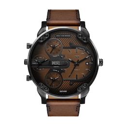 Diesel Men's Mr. Daddy Slim Multi-Movement Brown Leather Watch