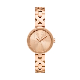 Armani Exchange Women's Two-Hand Rose Gold-Tone Stainless Steel Watch