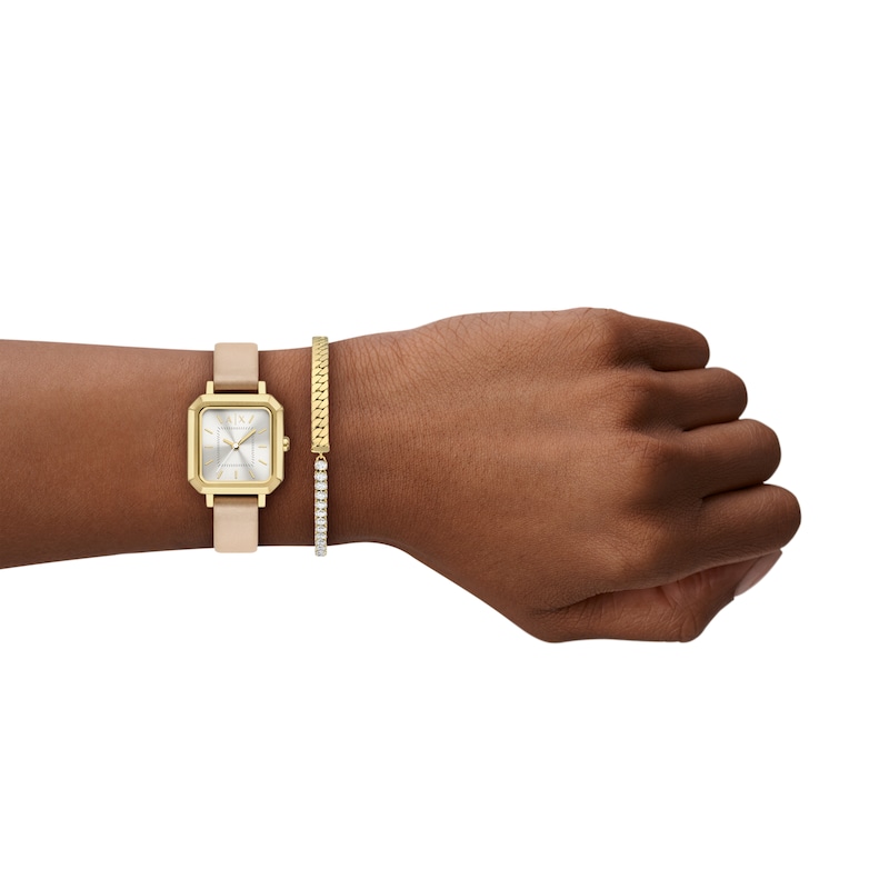 Main Image 5 of Armani Exchange Women's Three-Hand Nude Leather Watch and Bracelet Gift Set