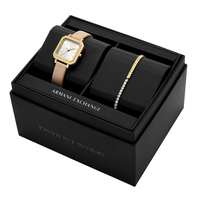 Main Image 6 of Armani Exchange Women's Three-Hand Nude Leather Watch and Bracelet Gift Set