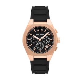 Armani Exchange Men's Sync Chronograph Black Silicone Watch