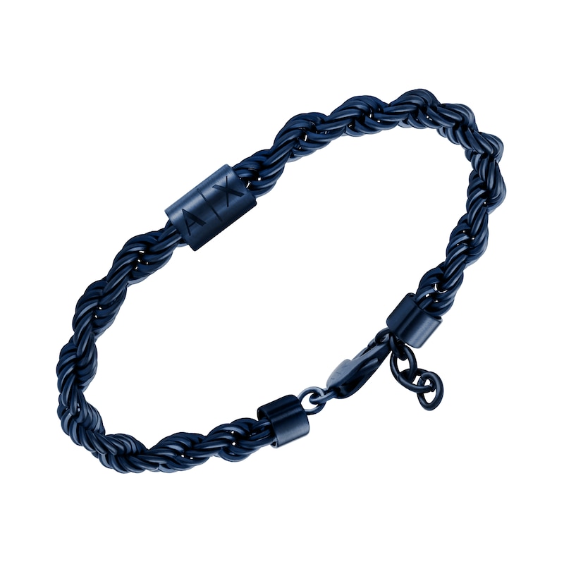 Main Image 2 of Armani Exchange Men's Navy Blue Rope Chain Logo Bracelet