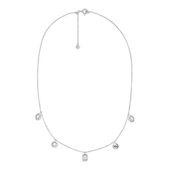 Michael Kors Womens Silver-Tone Crystal Station Necklace