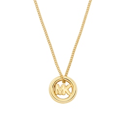 Michael Kors Women's Gold-Tone MK Logo Pendant Necklace