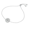 Thumbnail Image 1 of Michael Kors Women's Silver-Tone Crystal MK Logo Slider Bracelet