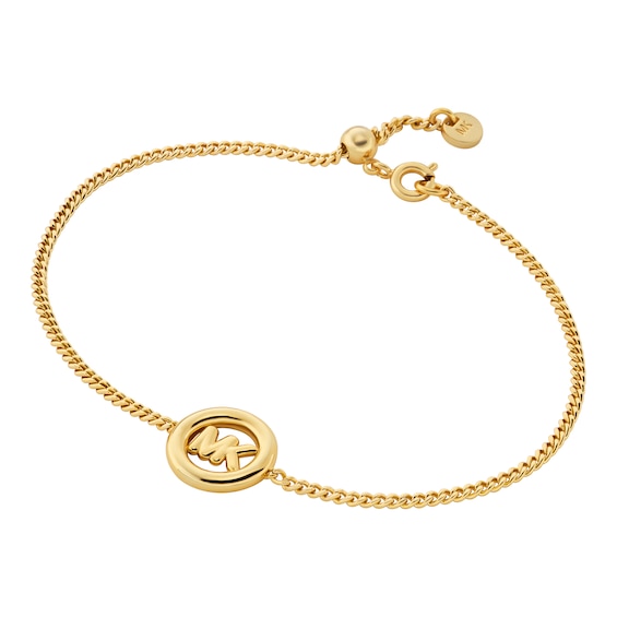 Michael Kors Women's Gold-Tone MK Logo Chain Bracelet