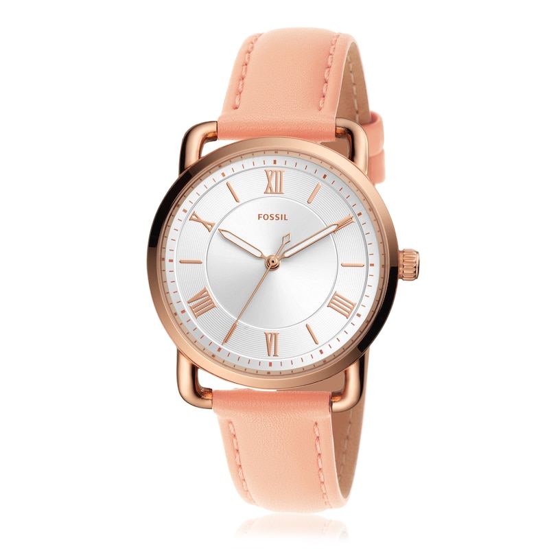 Main Image 2 of Fossil Copeland Women's Rose Gold Tone Nude Leather Strap Watch