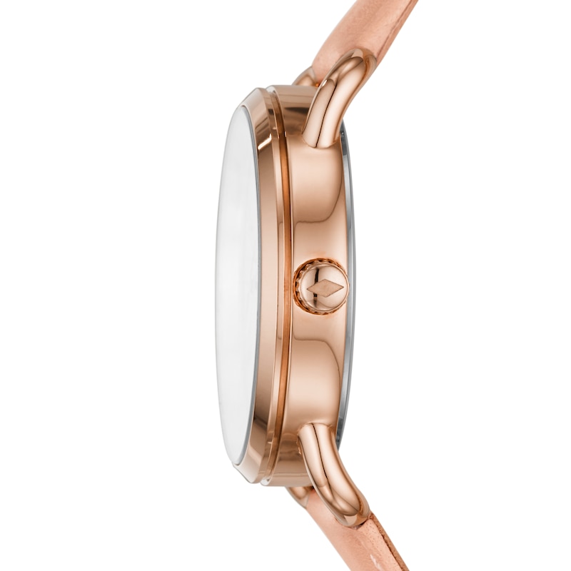 Main Image 3 of Fossil Copeland Women's Rose Gold Tone Nude Leather Strap Watch