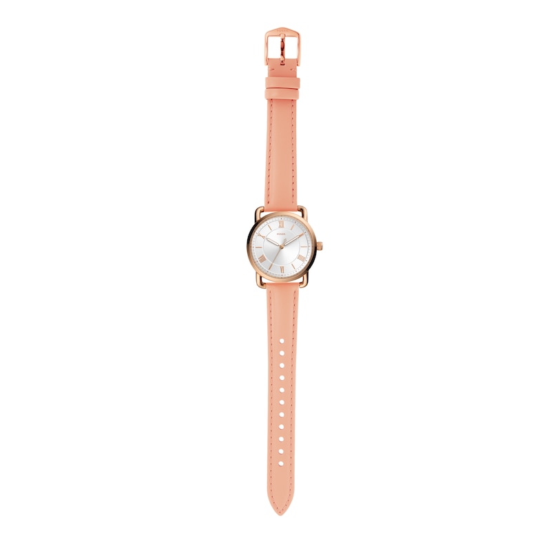 Main Image 5 of Fossil Copeland Women's Rose Gold Tone Nude Leather Strap Watch
