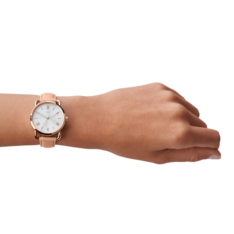 Main Image 6 of Fossil Copeland Women's Rose Gold Tone Nude Leather Strap Watch