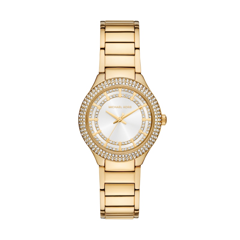 Main Image 1 of Michael Kors Silvia Women's Yellow Gold Plate White Crystal Dial Bracelet Watch