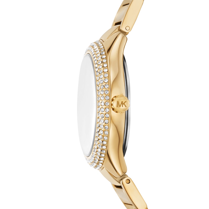 Main Image 2 of Michael Kors Silvia Women's Yellow Gold Plate White Crystal Dial Bracelet Watch