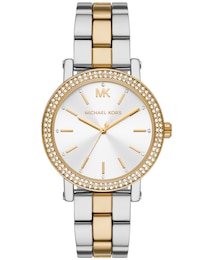 Michael Kors Women's Two Tone Corey Stainless Steel White Dial Bracelet Watch