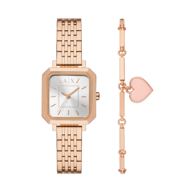 Main Image 1 of Armani Exchange Women's Three-Hand, Rose Gold-Tone Stainless Steel Watch and Bracelet Set