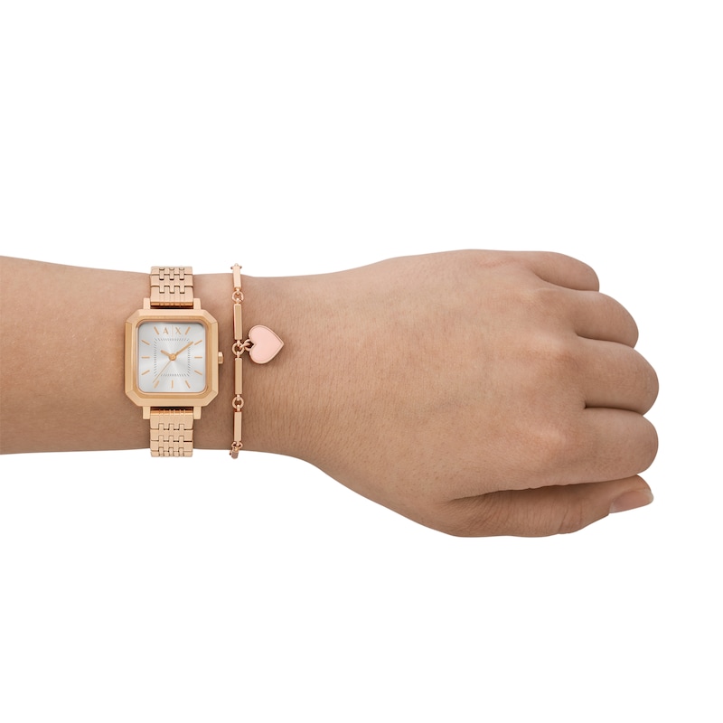 Main Image 5 of Armani Exchange Women's Three-Hand, Rose Gold-Tone Stainless Steel Watch and Bracelet Set