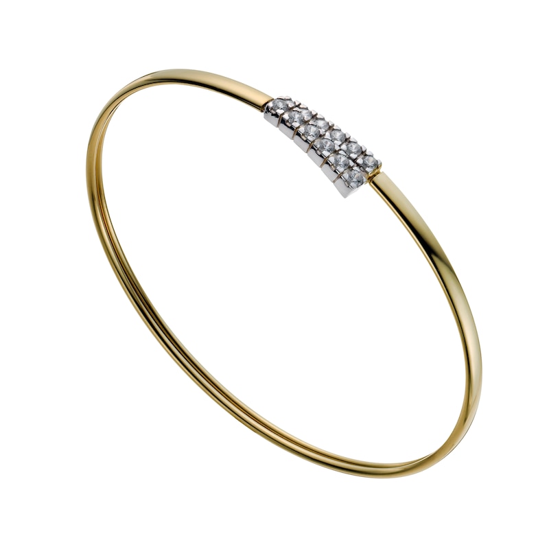 Main Image 1 of Together Silver & 9ct Bonded Gold Cubic Zirconia Bangle