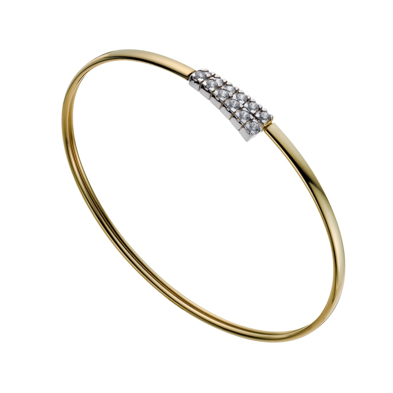 Together Silver & 9ct Bonded Gold Cubic Zirconia Bangle