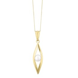 9ct Yellow Gold Cultured Freshwater Pearl Wavy Cage Pendant