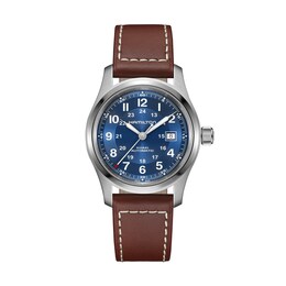 Hamilton Khaki Field Automatic 42mm Blue Dial & Brown Leather Strap Watch