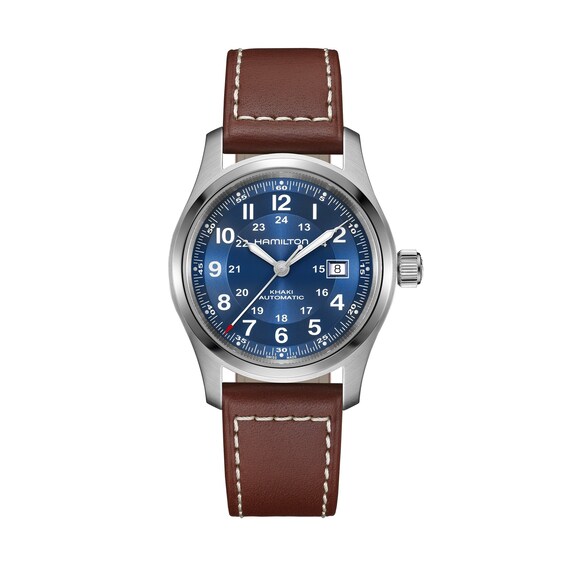 Hamilton Khaki Field Automatic 42mm Blue Dial & Brown Leather Strap Watch