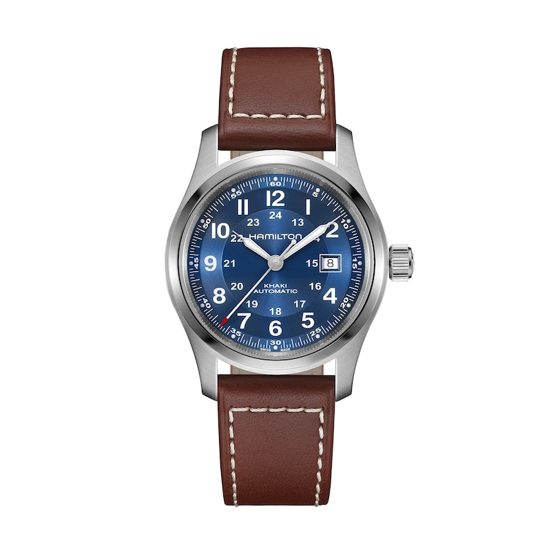 Main Image 1 of Hamilton Khaki Field Automatic 42mm Blue Dial & Brown Leather Strap Watch