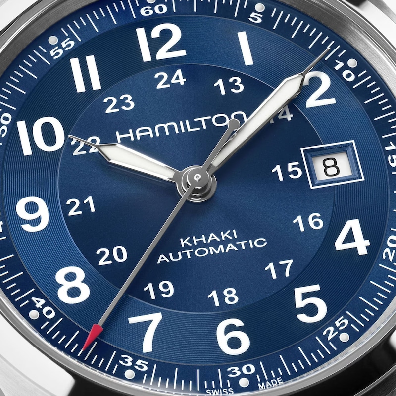 Main Image 3 of Hamilton Khaki Field Automatic 42mm Blue Dial & Brown Leather Strap Watch