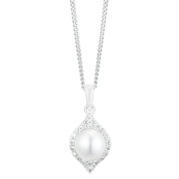 Silver Cultured Freshwater Pearl Marquise Pendant