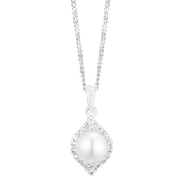 Sterling Silver Cultured Freshwater Pearl Marquise Pendant