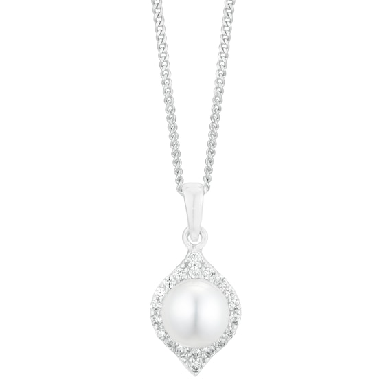 Sterling Silver Cultured Freshwater Pearl Marquise Pendant